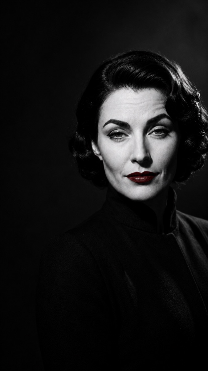 Close portrait of Miss Spent, the noir Accountability Dame